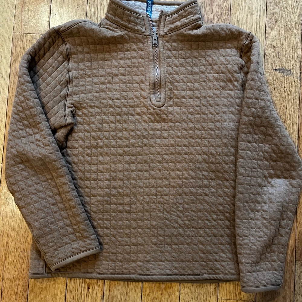 Southern Tide- women’s Brown Quilted Half-Zip Pullover- size small